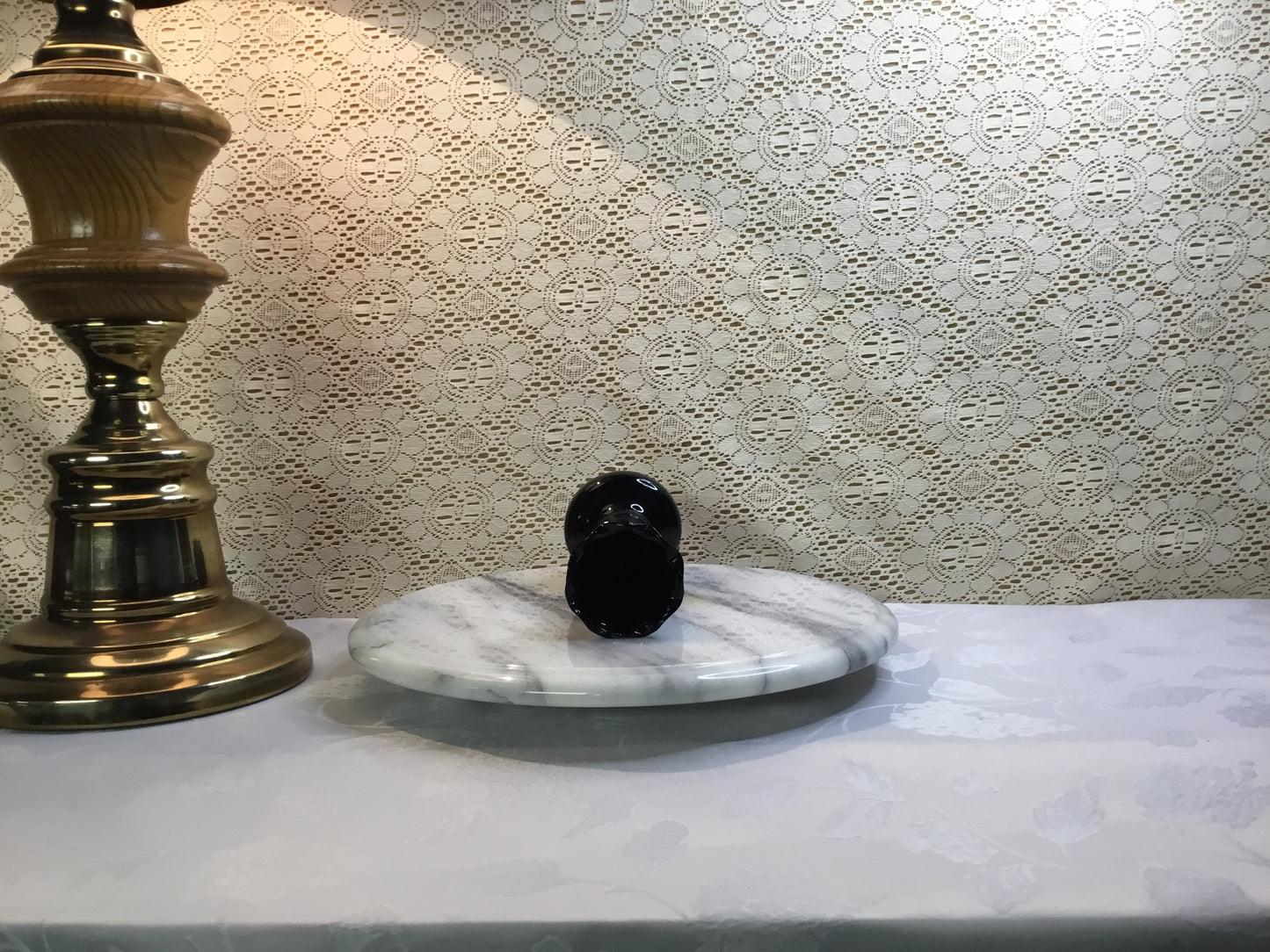 Vintage Black Amethyst Vase With Ruffled Rim