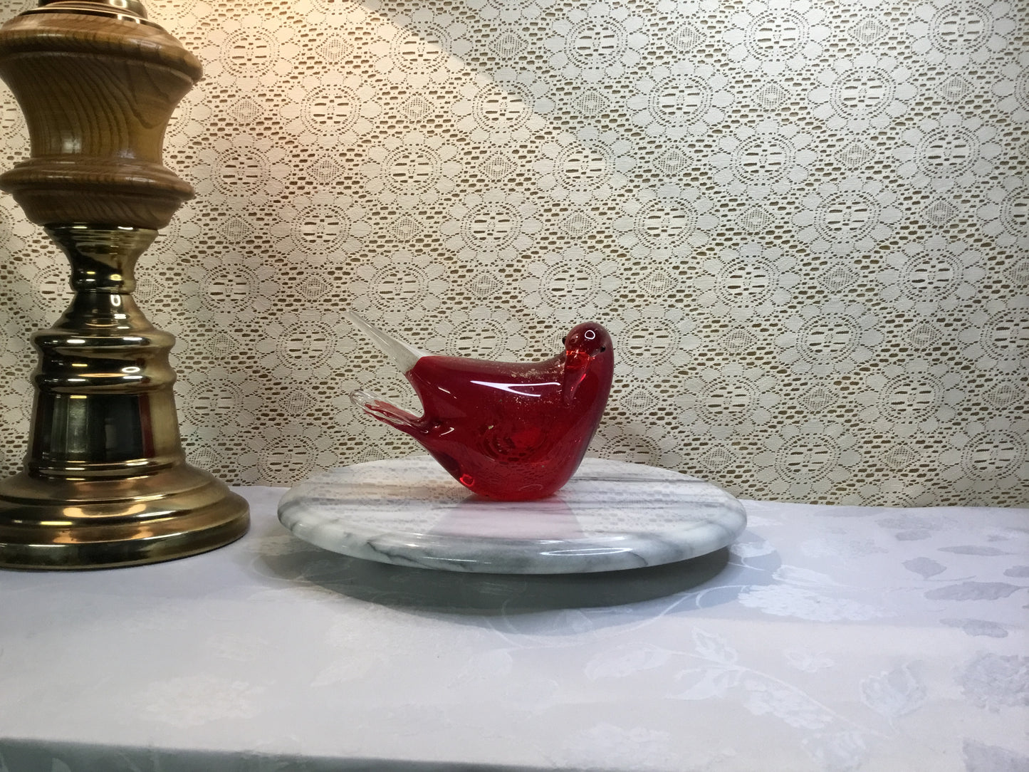Vintage Altaglass Red With Gold Sparkles Bird
