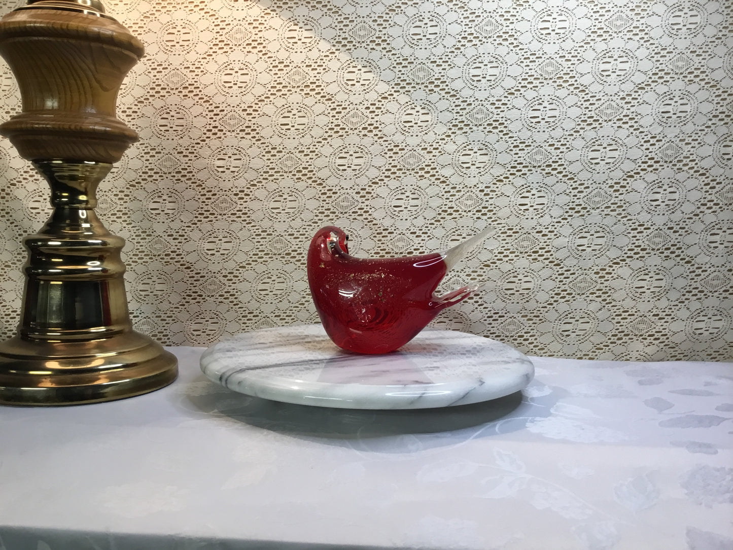 Vintage Altaglass Red With Gold Sparkles Bird
