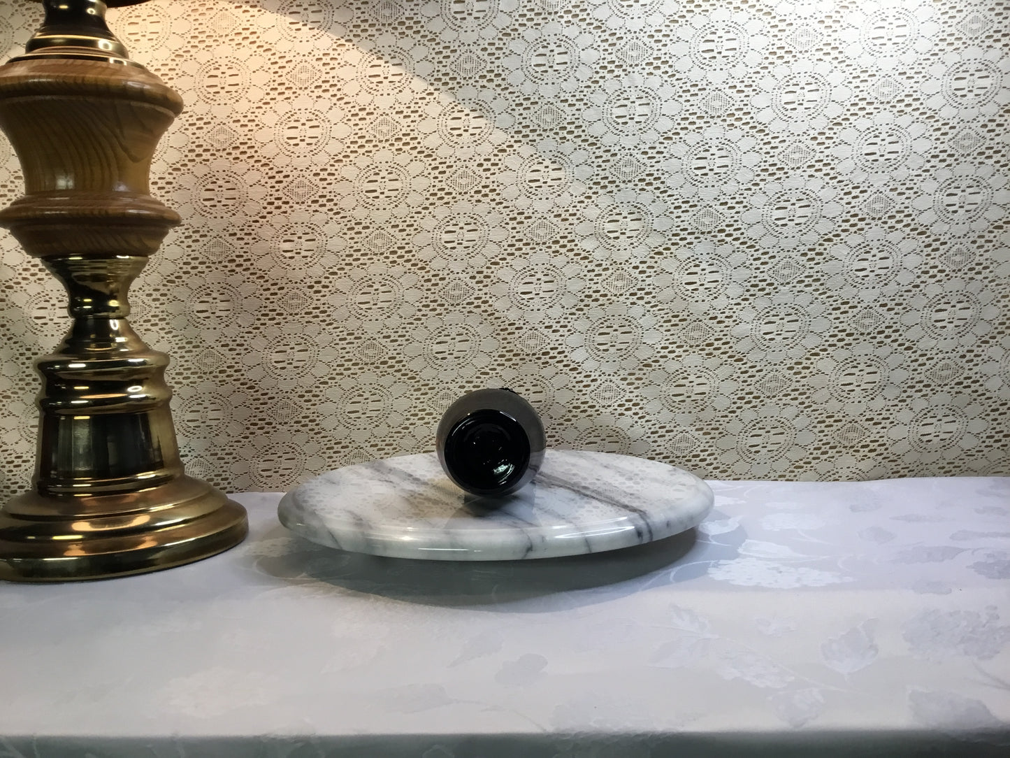 Vintage Black Amethyst Vase With Ruffled Rim