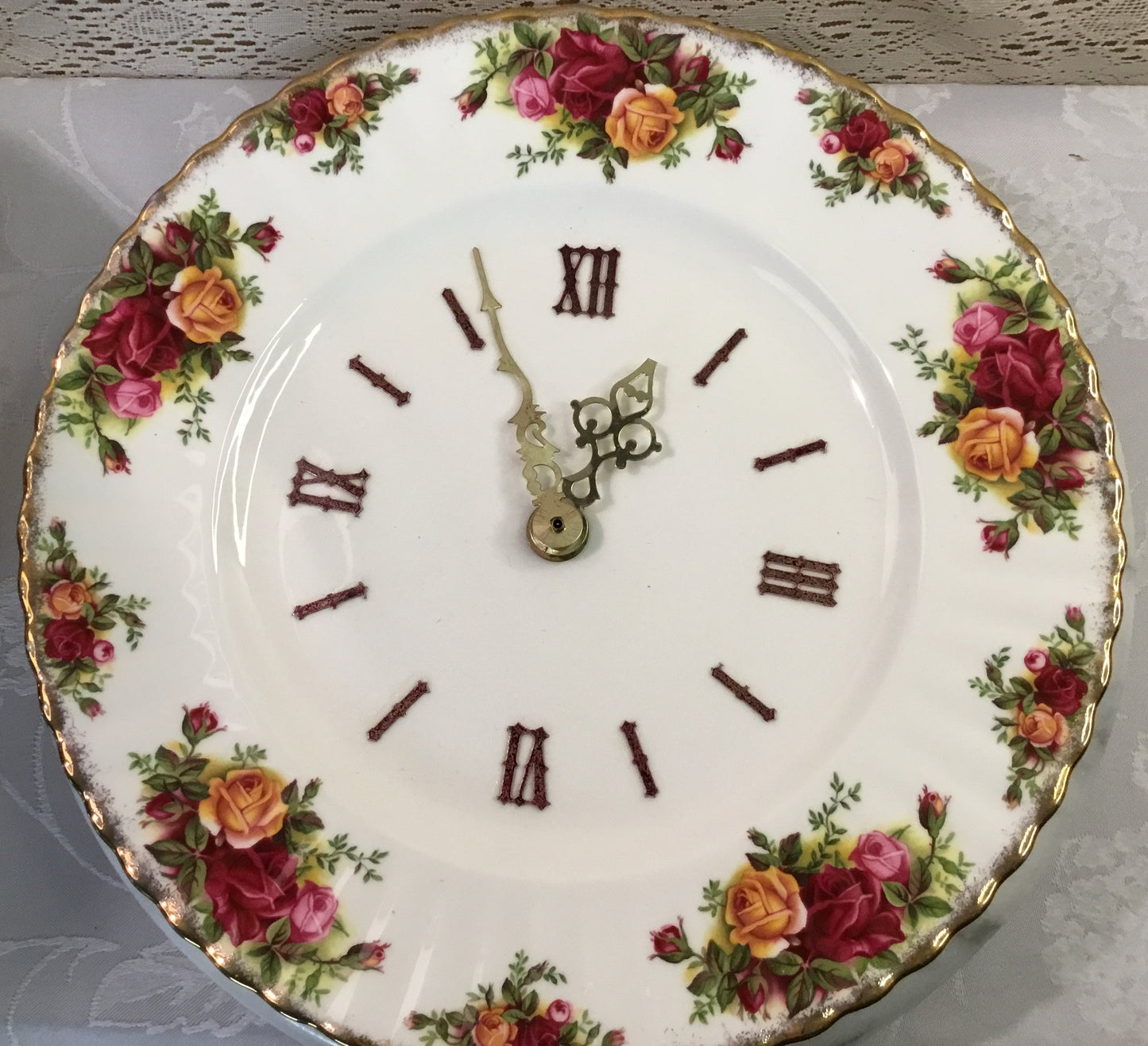 Royal Albert "Old Country Rose" Dinner Plate Clock